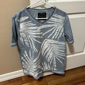 Men's Native Code Blue V-Neck Short Sleeve Shirt - MEDIUM